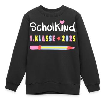 Geschenk Einschulung 2025 – Schulkind mit Name - Kinder Premium Organic Sweatshirt - Schwarz - Vorne - AI Model Kid Female (0cm)