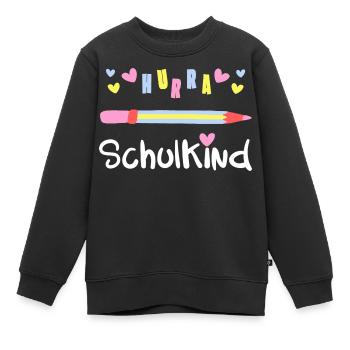 HURRA SCHULKIND Einschulung Schulanfang Schulstart - Kinder Premium Organic Sweatshirt - Schwarz - Vorne - AI Model Kid Female (0cm)