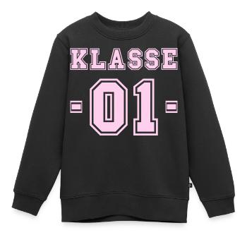 KLASSE 1 - Einschulung Schulkind Erstklässler - Kinder Premium Organic Sweatshirt - Schwarz - Vorne - AI Model Kid Female (0cm)