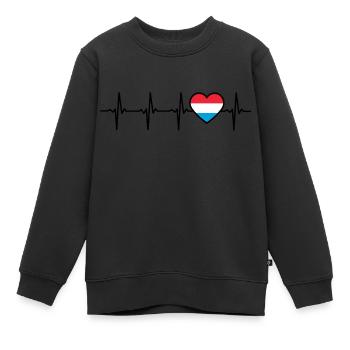 Luxemburg Herzschlag Flagge Luxemburger - Kinder Premium Organic Sweatshirt - Schwarz - Vorne - AI Model Kid Female (0cm)