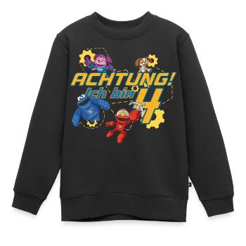 Mecha Builders Team Achtung Ich Bin 4 Jahre Alt - Kinder Premium Organic Sweatshirt - Schwarz - Vorne - AI Model Kid Female (0cm)