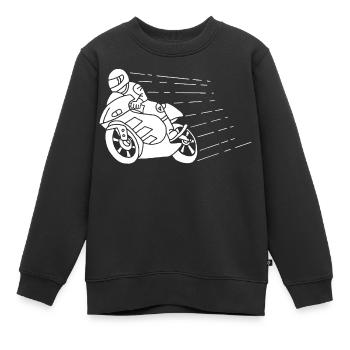 Weißer Biker und Geschwindigkeit - Kinder Premium Organic Sweatshirt - Schwarz - Vorne - AI Model Kid Female (0cm)