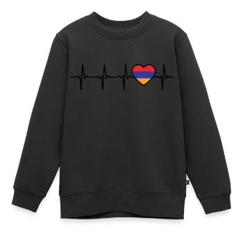 Armenien Herzschlag Flagge Armenier - Kinder Premium Organic Sweatshirt - Schwarz - Vorne - AI Model Kid Female (0cm)