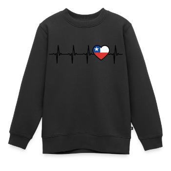 Chile Herzschlag Flagge Chilene - Kinder Premium Organic Sweatshirt - Schwarz - Vorne - AI Model Kid Female (0cm)