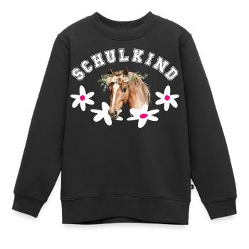 Schulkind Einschulung Erstklässler Klasse 1 Pferd - Kinder Premium Organic Sweatshirt - Schwarz - Vorne - AI Model Kid Female (0cm)