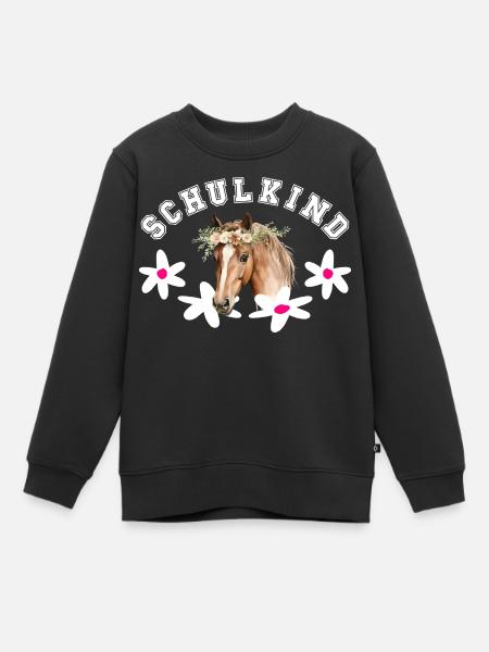 Schulkind Einschulung Erstklässler Klasse 1 Pferd - Kinder Premium Organic Sweatshirt - Schwarz