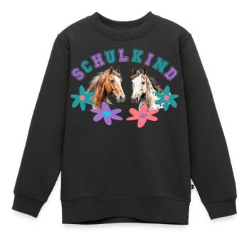 Schulkind Pferde Einschulung Reiterin - Kinder Premium Organic Sweatshirt - Schwarz - Vorne - AI Model Kid Female (0cm)