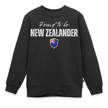 Stolzer Neuseeländer, hergestellt in Neuseeland - Kinder Premium Organic Sweatshirt - Schwarz - Vorne - AI Model Kid Female (0cm)