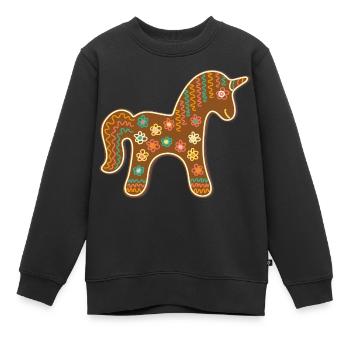 Niedliches Lebkuchen Einhorn Weihnachten Xmas Deko - Kinder Premium Organic Sweatshirt - Schwarz - Vorne - AI Model Kid Female (0cm)