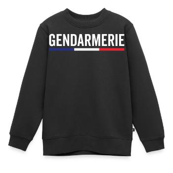 Gendarmerie France Emblème Détaillé - Sweat Premium enfant bio - noir - Devant - AI Model Kid Female (0cm)