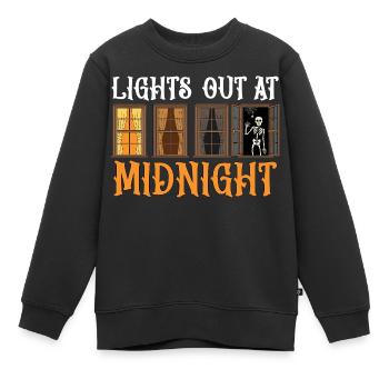 Skelett am Fenster bei Nacht - Kinder Premium Organic Sweatshirt - Schwarz - Vorne - AI Model Kid Female (0cm)