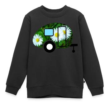 Caravan Vintage Daisy Caravan Camping - Sweat Premium enfant bio - noir - Devant - AI Model Kid Female (0cm)