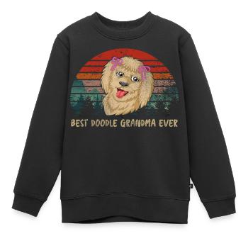 Beste Doodle-Oma aller Zeiten mit rosa Schleifen - Kinder Premium Organic Sweatshirt - Schwarz - Vorne - AI Model Kid Female (0cm)