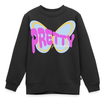 Design imprimé sarcastique « Pretty please » - Sweat Premium enfant bio - noir - Devant - AI Model Kid Female (0cm)