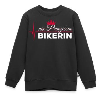 Nix Prinzessin - Bikerin - EKG Puls Geschenk - Kinder Premium Organic Sweatshirt - Schwarz - Vorne - AI Model Kid Female (0cm)