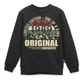 Date de naissance Novembre 1989 - Sweat Premium enfant bio - noir - Devant - AI Model Kid Female (0cm)