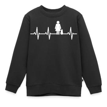 Katzenmama Kardiogramm - Kinder Premium Organic Sweatshirt - Schwarz - Vorne - AI Model Kid Female (0cm)