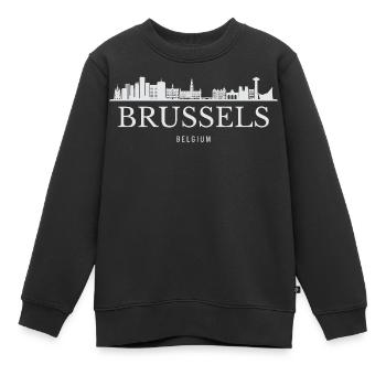Silhouette de Bruxelles, Bruxelles Belgique - Sweat Premium enfant bio - noir - Devant - AI Model Kid Female (0cm)