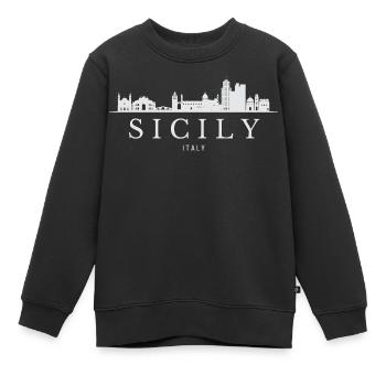 Skyline Siziliens, Sizilien, Italien - Kinder Premium Organic Sweatshirt - Schwarz - Vorne - AI Model Kid Female (0cm)