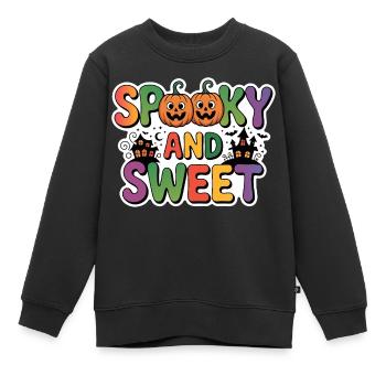 Horreur et doux motif d’Halloween - Sweat Premium enfant bio - noir - Devant - AI Model Kid Female (0cm)