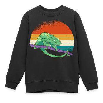 Sonnenuntergang Chamäleon - Kinder Premium Organic Sweatshirt - Schwarz - Vorne - AI Model Kid Female (0cm)