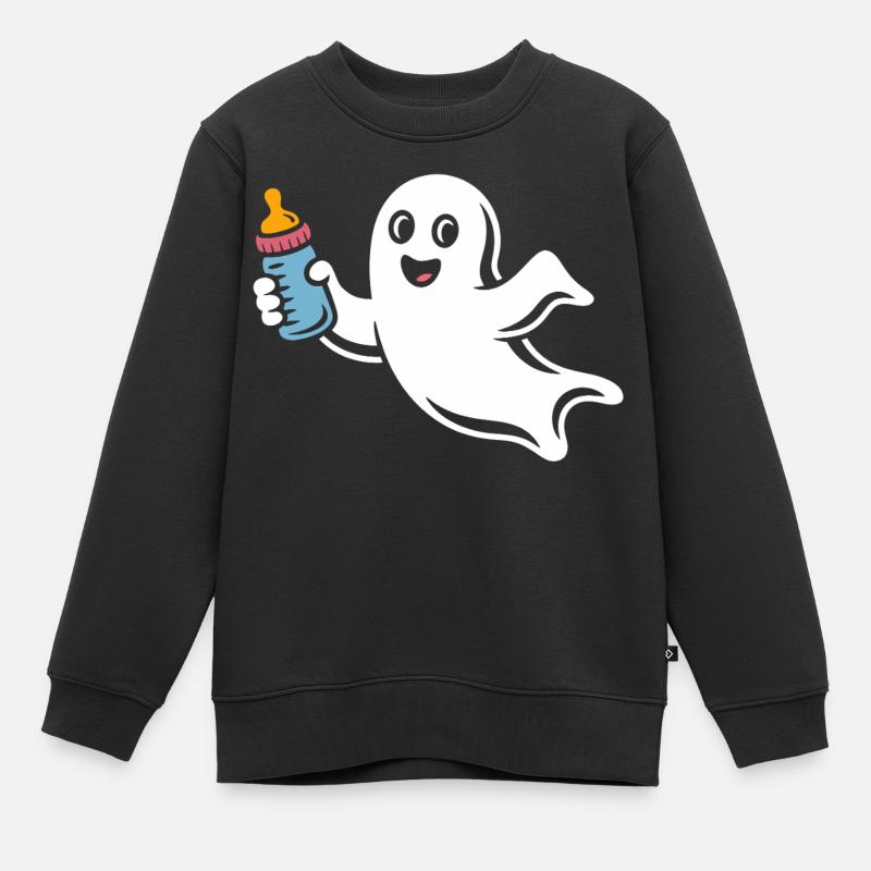 Cheerful Ghost with Bottle - Kids Premium Organic Sweatshirt - black