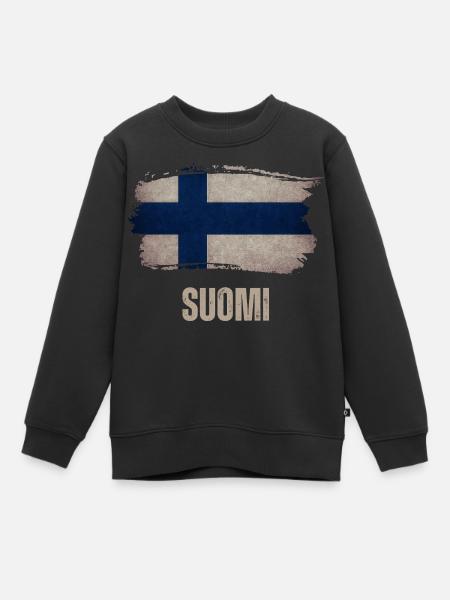 Drapeau grunge de la Finlande, vintage Finlande - Sweat Premium enfant bio - noir