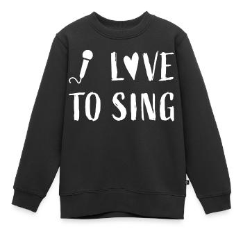 J’aime chanter - Chanteur Chanteur Chœur chanter - Sweat Premium enfant bio - noir - Devant - AI Model Kid Female (0cm)