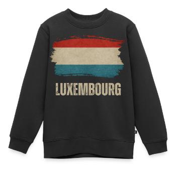 Drapeau du Luxembourg, j’adore le Luxembourg - Sweat Premium enfant bio - noir - Devant - AI Model Kid Female (0cm)