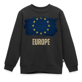 Drapeau grunge de l’Europe, j’aime l’Europe - Sweat Premium enfant bio - noir - Devant - AI Model Kid Female (0cm)