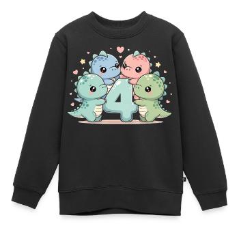 4ème anniversaire Dino dinosaure 4 ans cadeau - Sweat Premium enfant bio - noir - Devant - AI Model Kid Female (0cm)