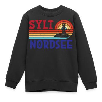 Vacances à la mer du Nord SYLT ÎLE DE LA MER DU NORD Fun - Sweat Premium enfant bio - noir - Devant - AI Model Kid Female (0cm)