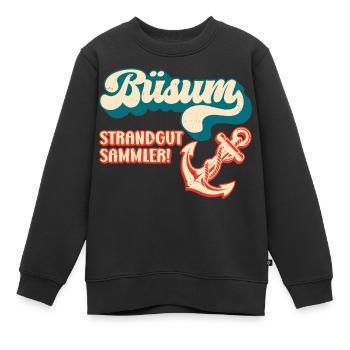 Vacances à la mer du Nord BÜSUM STRANDGUT SAMMLER Lustig - Sweat Premium enfant bio - noir - Devant - AI Model Kid Female (0cm)