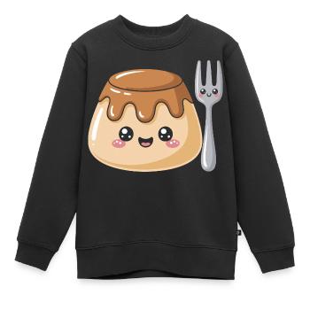 Pudding with fork - Kids Premium Organic Sweatshirt - black - Front - AI Model Kid Female (0cm)
