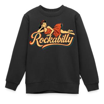 Rockabilly Frau 50er liegend Petticoat Geschenk - Kinder Premium Organic Sweatshirt - Schwarz - Vorne - AI Model Kid Female (0cm)