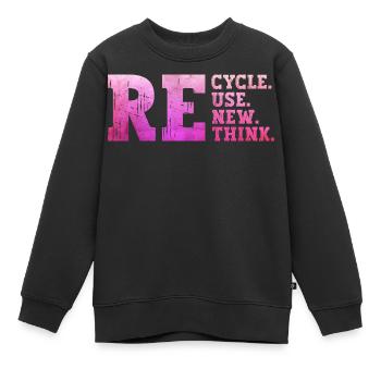 Recyceln Reuse Renew Rethink umweltfreundliche Ökologie recyceln - Kinder Premium Organic Sweatshirt - Schwarz - Vorne - AI Model Kid Female (0cm)