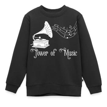 Die Macht der Vintage-Musik (Weiß) - Kinder Premium Organic Sweatshirt - Schwarz - Vorne - AI Model Kid Female (0cm)