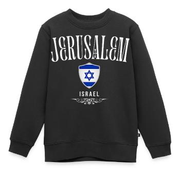 Souvenir de Jérusalem, j'aime Jérusalem - Sweat Premium enfant bio - noir - Devant - AI Model Kid Female (0cm)