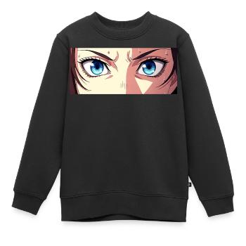 Anime Eyes Blue Iris Manga Fan - Sweat Premium enfant bio - noir - Devant - AI Model Kid Female (0cm)