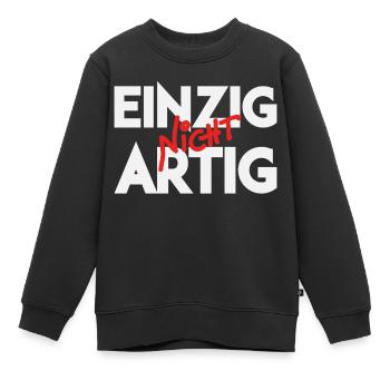 Einzig Nicht Artig Wortspiel - Kinder Premium Organic Sweatshirt - Schwarz - Vorne - AI Model Kid Female (0cm)