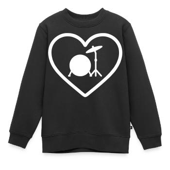Herztrommel Basstrommel Becken - Kinder Premium Organic Sweatshirt - Schwarz - Vorne - AI Model Kid Female (0cm)