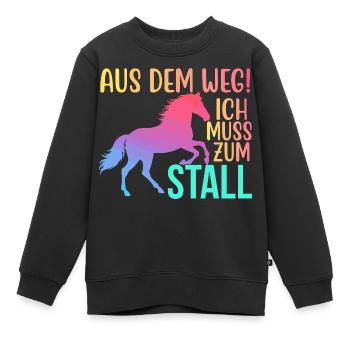 Écartez-vous, je dois aller à l’écurie - Sweat Premium enfant bio - noir - Devant - AI Model Kid Female (0cm)