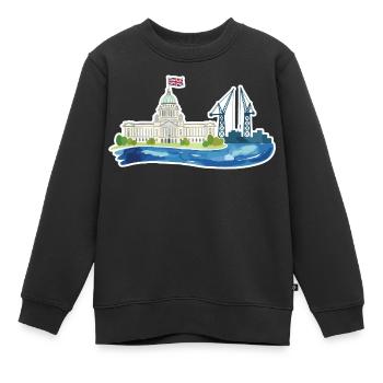 Belfast Skyline City Hall & Cranes UK - Kinder Premium Organic Sweatshirt - Schwarz - Vorne - AI Model Kid Female (0cm)