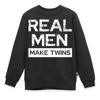 Les vrais hommes font des jumeaux - Sweat Premium enfant bio - noir - Devant - AI Model Kid Female (0cm)