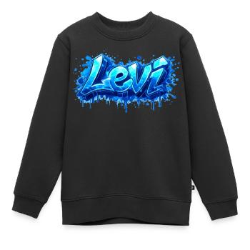 LEVI GRAFFITI NAME FOR PERFECT GIFT PRINTABLE  - Sweat Premium enfant bio - noir - Devant - AI Model Kid Female (0cm)