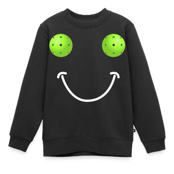 Visage Heureux Pickleball - Sweat Premium enfant bio - noir - Devant - AI Model Kid Female (0cm)