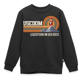 USEDOM LIGHTHOUSE ON THE COAST Fun - Kids Premium Organic Sweatshirt - black - Front - AI Model Kid Female (0cm)