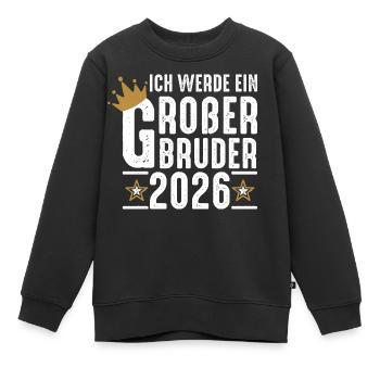 Ich werde Großer Bruder 2026 Schwangerschaft  - Kinder Premium Organic Sweatshirt - Schwarz - Vorne - AI Model Kid Female (0cm)
