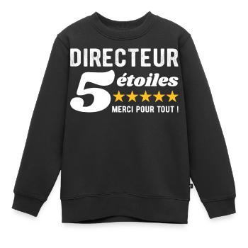 Cadeau Directeur 5 Étoiles - Merci pour tout  - Sweat Premium enfant bio - noir - Devant - AI Model Kid Female (0cm)
