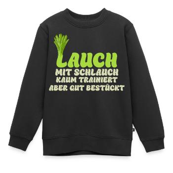 Gym LAUCH MIT SCHLAUCH KAUM TRAINIERT Lustig - Kinder Premium Organic Sweatshirt - Schwarz - Vorne - AI Model Kid Female (0cm)
